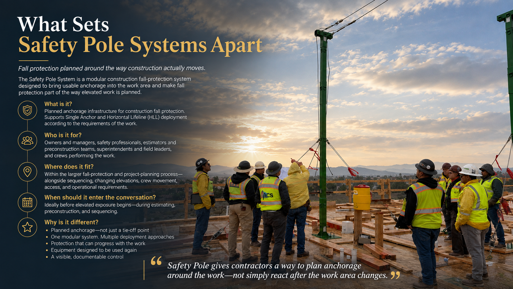 A summary of what sets the Safety Pole System apart